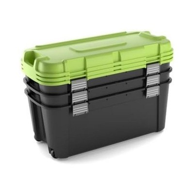 3X Keter 80L Aufbewahrungsbox Werkzeugbox mit Deckel Regalbox Stapelbar
