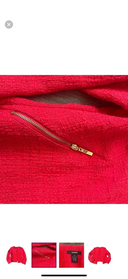 Blazer Alfani talla 10 rojo con herrajes dorados 100 algodón Foto 3 de 4