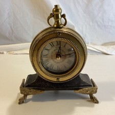 Timeworks Rue Juliette Desk Clock Heavy Brass / Cast Iron -Tested & Works - RARE