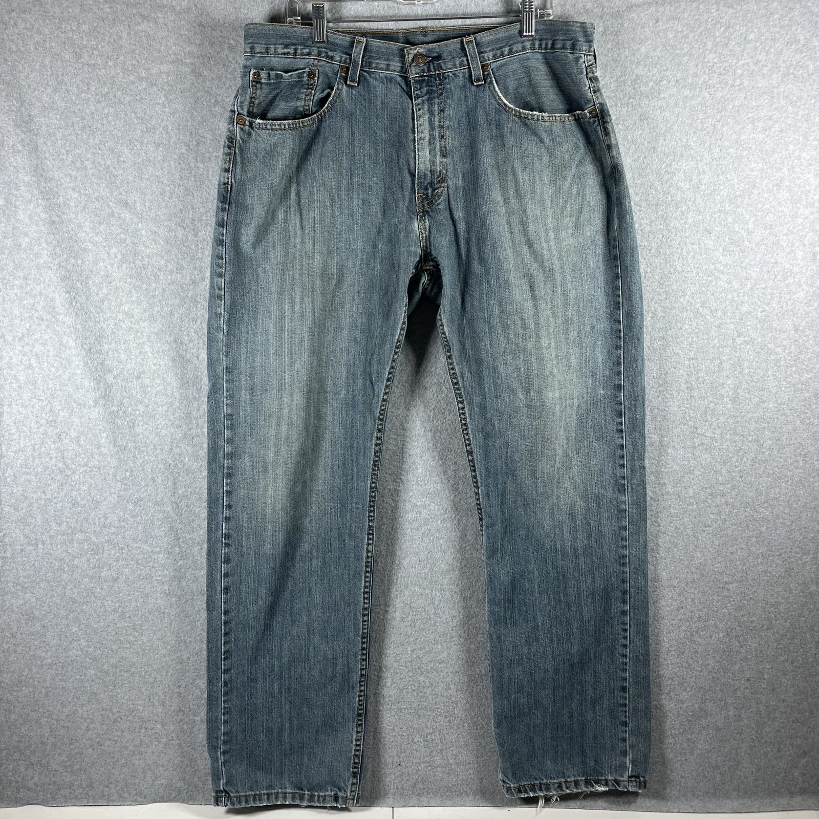 Levi's Men's 36x30 Blue Denim Button Fly Straight Leg Jeans Medium Wash