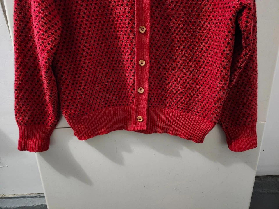 Suéter Lands End para mujer L cárdigan clip abotonado punto suizo mezcla de lana de colección EE. UU. Foto 2 de 4