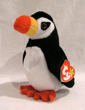 1997 Ty Beanie Baby Puffer Puffin Black White Water Bird Ocean New NWT