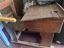 Antique Victorian Wooden Sliding School Desk with Storage