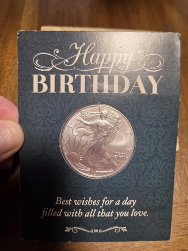2024 Walking Liberty Silver Dollar In Happy Birthday Card. Uncirculated. 1oz Sil