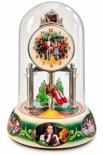 RARE Wizard of Oz Anniversary Clock Ruby Slippers Porcelain Base Glass Dome 9"