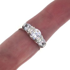Sterling Silver 3 Stone Cubic Zirconia ring, size 7