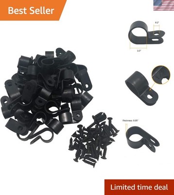 1/2 Inch R-Type Cable Clips   50 Pcs Nylon Fasteners for Wire Management