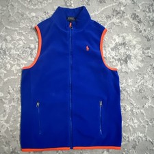 Polo Ralph Lauren Boys Blue/Orange By Trim Fleece Full Zip Vest Size XL 18-20