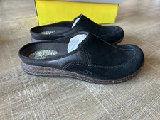 Dr Scholls Charlotte Leather Mule Clogs Black Womens 8 Comfort Slip On NWOB