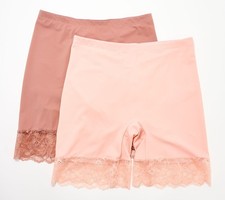 Breezies Women's Shaper Sz XL Slip Short with Lace Trim LT/PASPINK A678634