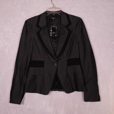 Bebe Cat s Meow Sharkskin W/ Contrast Trim Jacket Sz 10 - $169 New
