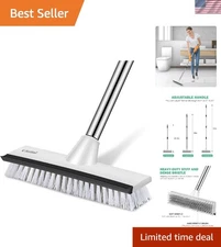 Floor Scrub Brush with Adjustable Handle Heavy Duty Stiff Bristle Tile Shower...