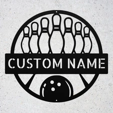 Personalized Bowling Metal Sign Custom Name Wall Art Unique Gift for Bowlers