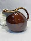 Vintage Hull Oven Proof USA Brown Drip Glaze Pottery Pitcher w/Ice Lip 8” T