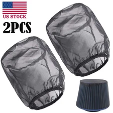 2x Black Universal Water Guard Cold Air Intake Pre-Filter Cone Filter Sock Cove