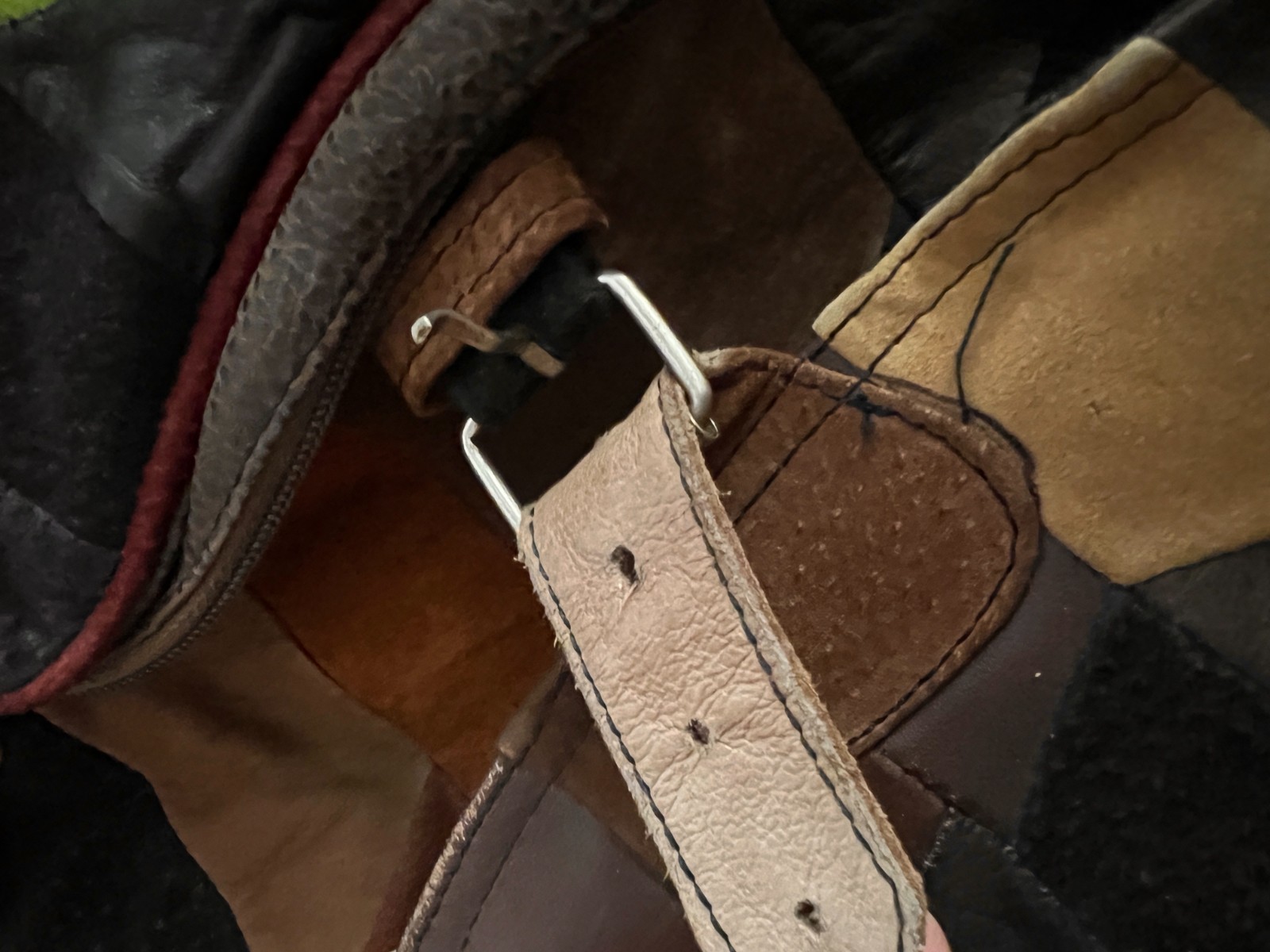 Moroccan leather patchwork cinch/bacback - image 16