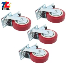 4 Pack 8" × 2" Swivel Caster Wheel Industrial Heavy Duty With Belt Brake Casters