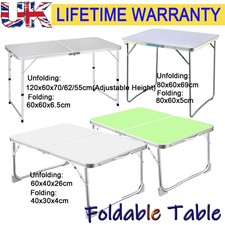 FOLDING CAMPING TABLE ALUMINIUM PICNIC PORTABLE ADJUSTABLE PARTY BBQ INDOOR/OUT