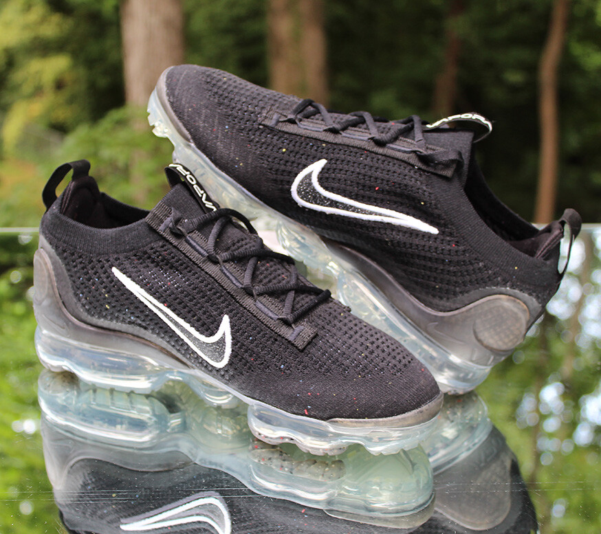 Nike Air VaporMax Flyknit 2021 Women's Size 10 Black Silver Custom