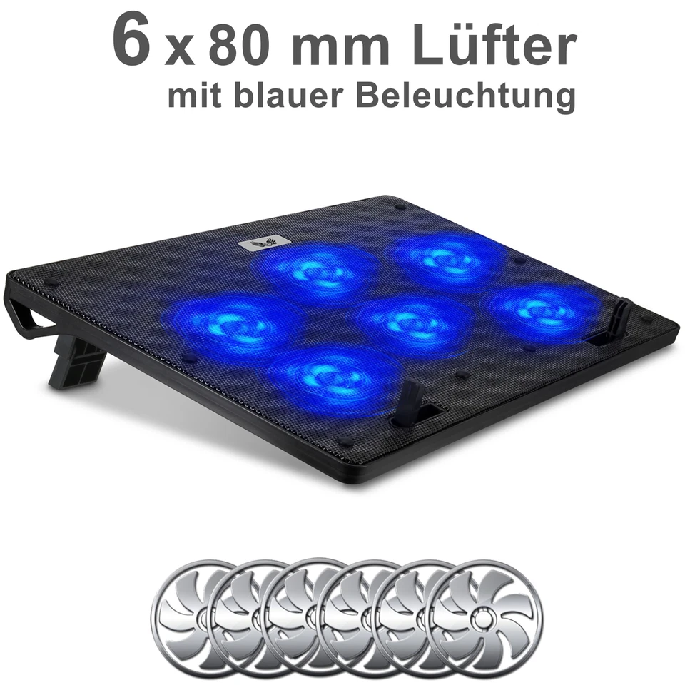 SK Notebook Laptop Kühler Cooler Kühlpad Ständer 6x Lüfter für 12-17 Zoll // 120 - Bild 4 von 4