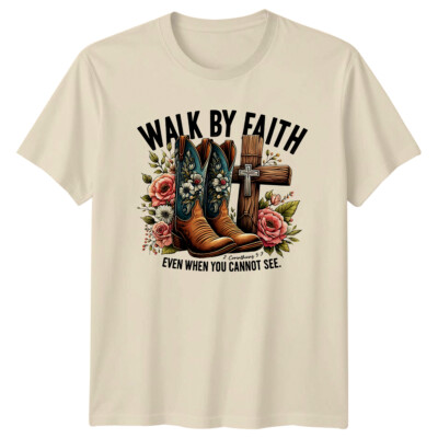 Walk By Faith Cowboystiefel Christian 2 Cor T-Shirt