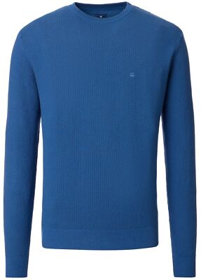 Redmond Pullover Rundhals-Ausschnitt Struktur blau