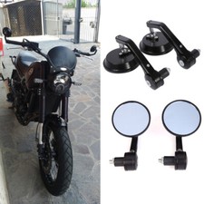 Black Motorcycle Round 7/8" Handle Bar End Mirrors For Yamaha Buell Ducati UK