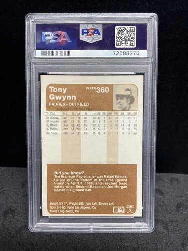 1983 Fleer MLB Card #360 Tony Gwynn San Diego Padres EX-MT  PSA 6 - Recent Grade - Picture 4 of 6