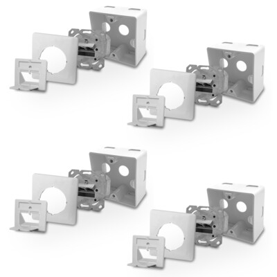 4x Cat6a Netzwerk Dose Netzwerkdose RJ45 2 port Aufputz Unterputz Cat 6 7 LAN