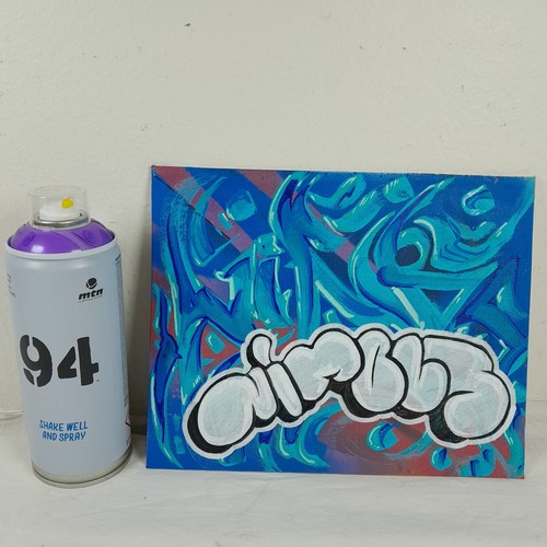 NIMBUS Canvas Panel Art Original 10x8 OOAK Acrylic Graffiti Modern Throwie Style - Picture 2 of 8