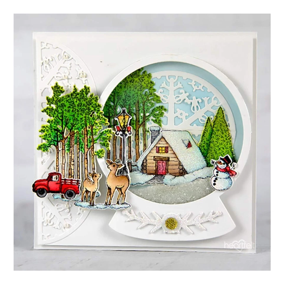 Juego de sellos y troqueles festivos de invierno Heartfelt Creations para hacer tarjetas Foto 3 de 4