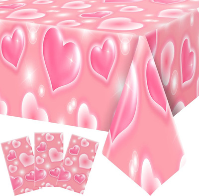 3 Pack 2000S Tablecloth Decoration Cholo Party 90S Table Covers Heart Early Plas