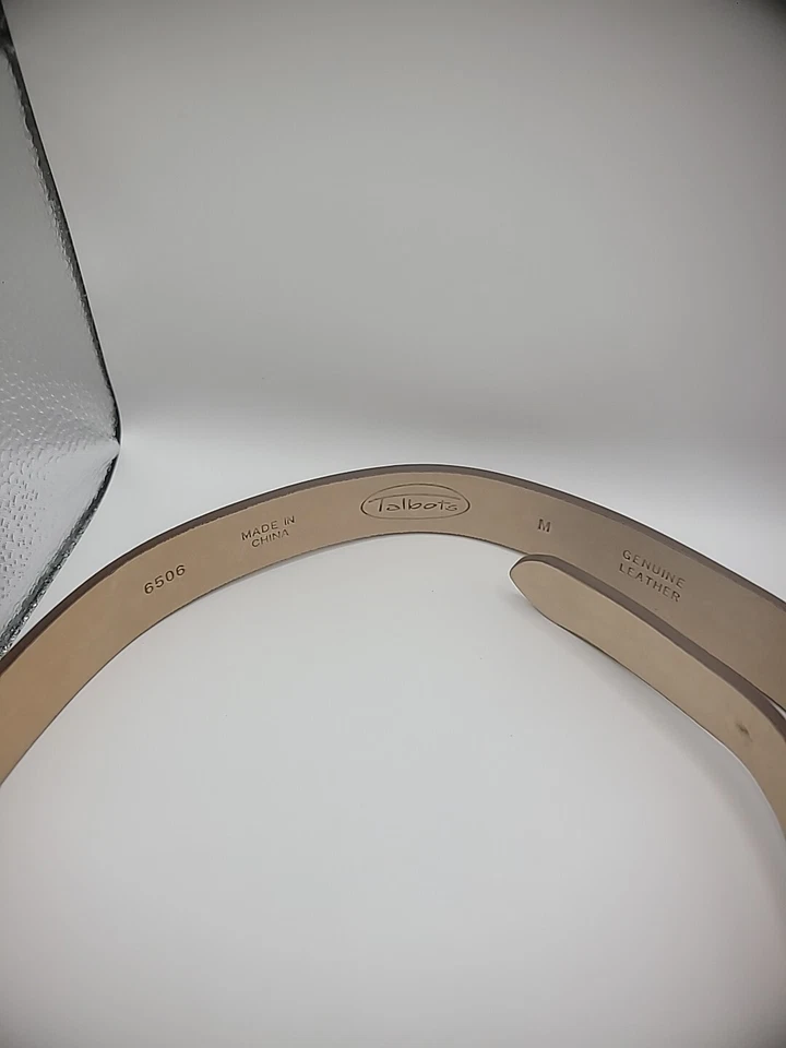 Talbots Genuine Leather Belt Womens M Medium Brown Keeper Braided Middle - Image 3 of 4