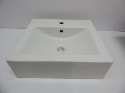 Scarabeo 8025/B-One Hole Square Ceramic Wall Mounted/Vessel Sink, White BOX DMG