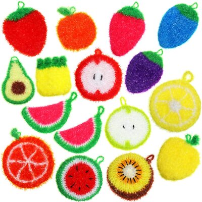 	16 Pcs Fruit Dish Scrubber Non Scratch Dish Washing Scrubbers Reusable Kitch...