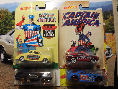 Hot Wheels Captain America Marvel LOT 4 MUSTANG MACH 40 FORD COUPE SIR OMINOUS