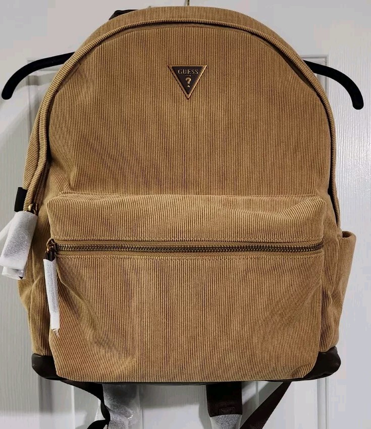 NEW Guess Mohave Brown Corduroy Backpack with Storage Bag