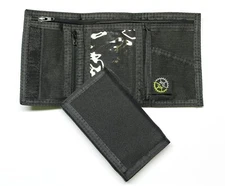 Nylon Trifold Wallet With Zippered Coin Pocket black 3 X 5