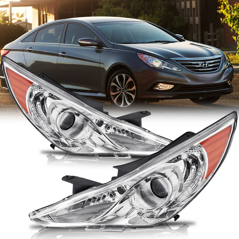 Headlights Assembly Chrome Housing Headlamp For 20112014 Hyundai