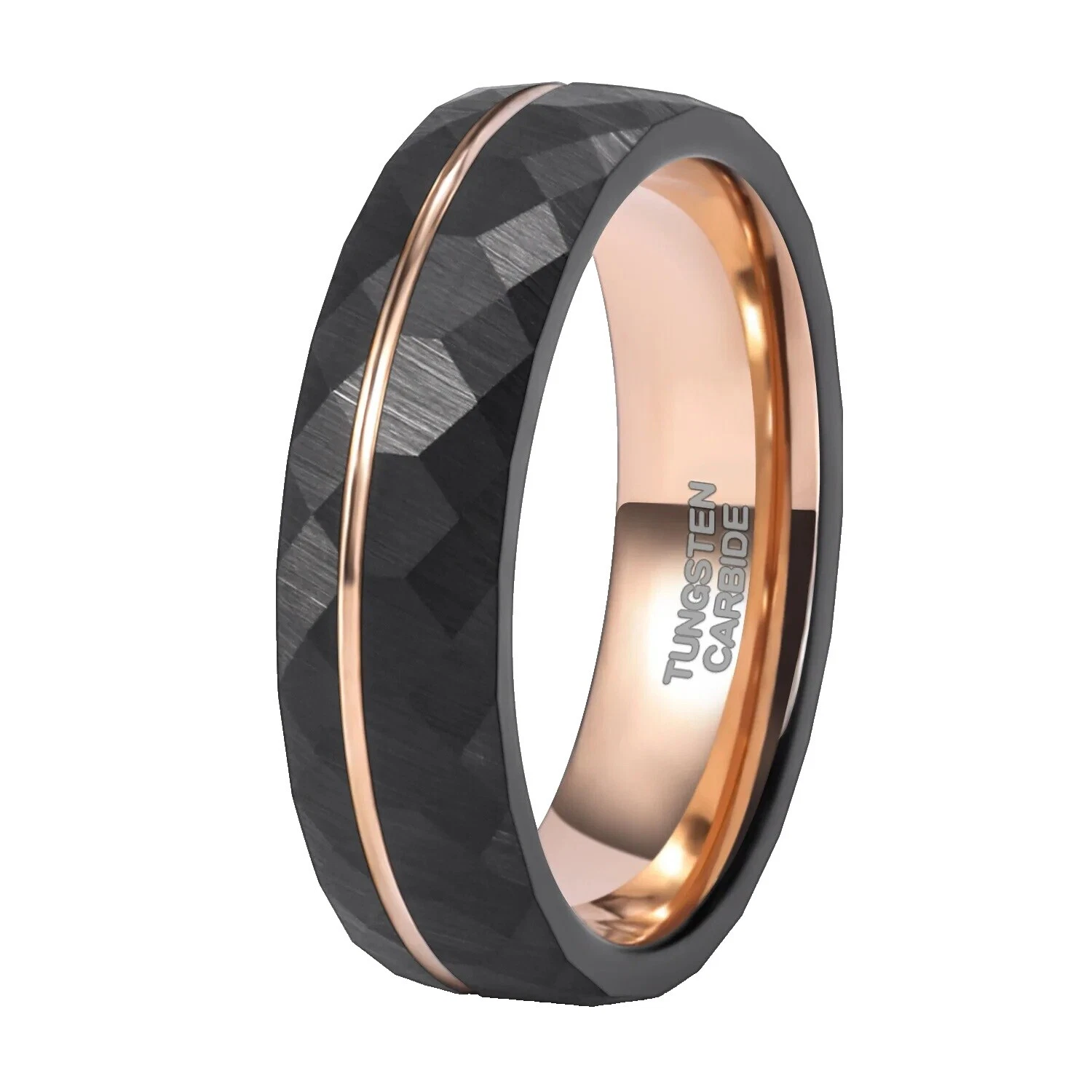 Anillos De Oro Rosa Correa Negra para Hombres