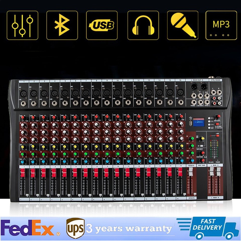 16 Channels Studio Audio Mixer Bluetooth USB Digital Sound Mixing