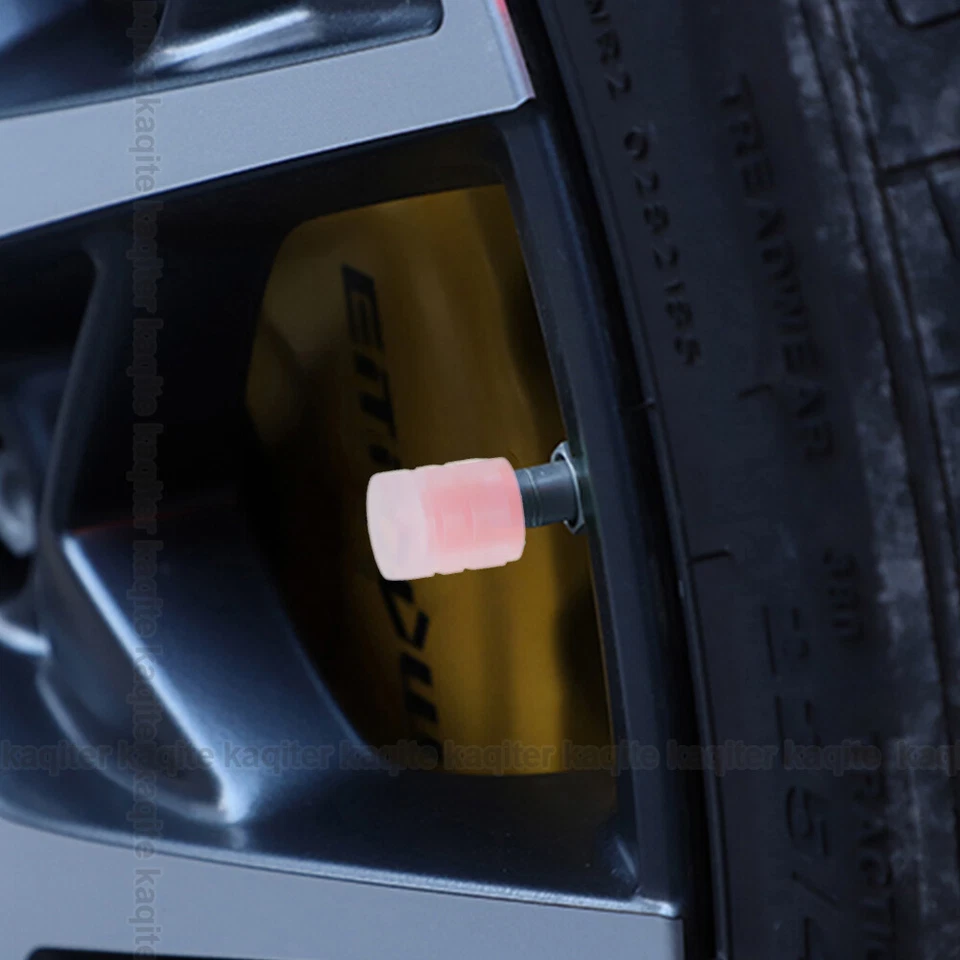 4x Red Glow In Dark Car Tire Valve Caps Luminous Tire Valve Stem Cap Accessories - Imagem 3 de 4