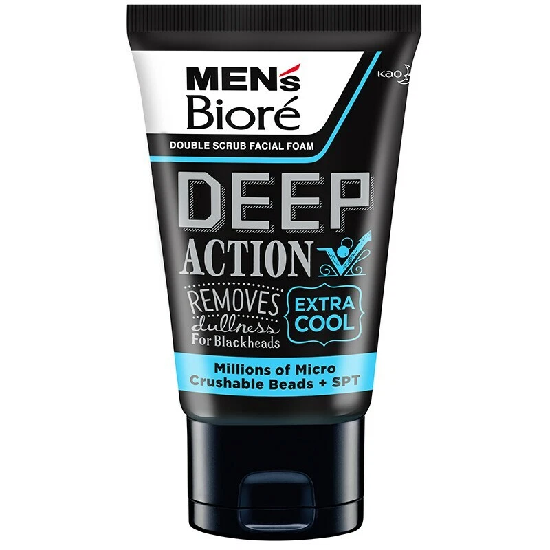 Biore Mens Facial Foam Deep Clean Extra Cool 100g x 3 - Image 2 of 2