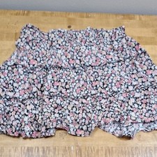 Wild Fable Floral Print Women's Skirt Sz Large Tiers Ruffles Pink Black