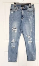 Judy Blue Boyfriend Jeans mid rise distressed denim womens 3 / 26 medium wash