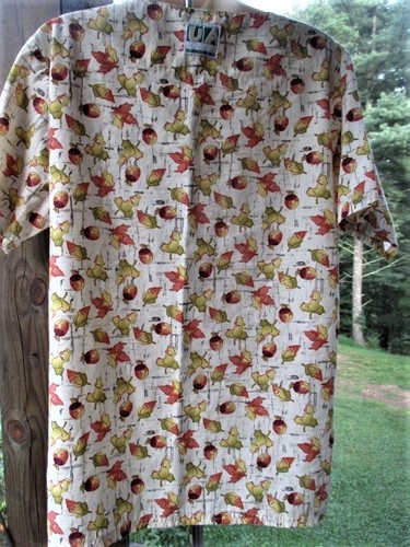 U A Scrubs Brand Scrub Top Orange,Green,Yellow Smile Leaves Pattern ( S ) - Picture 3 of 4