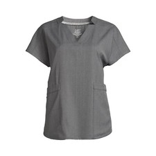 Climate Right Cuddl Duds Scrub Top 6 Pockets Badge Loop Gray Women's Size 3X