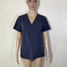 FIGS Women Scrub Top Gray V Neck Casma Three Pocket Nursing FW1100 Small S