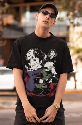 T-shirt Naruto Shippuden Kakashi – Noir – Homme Taille L – Manga (Occasion)