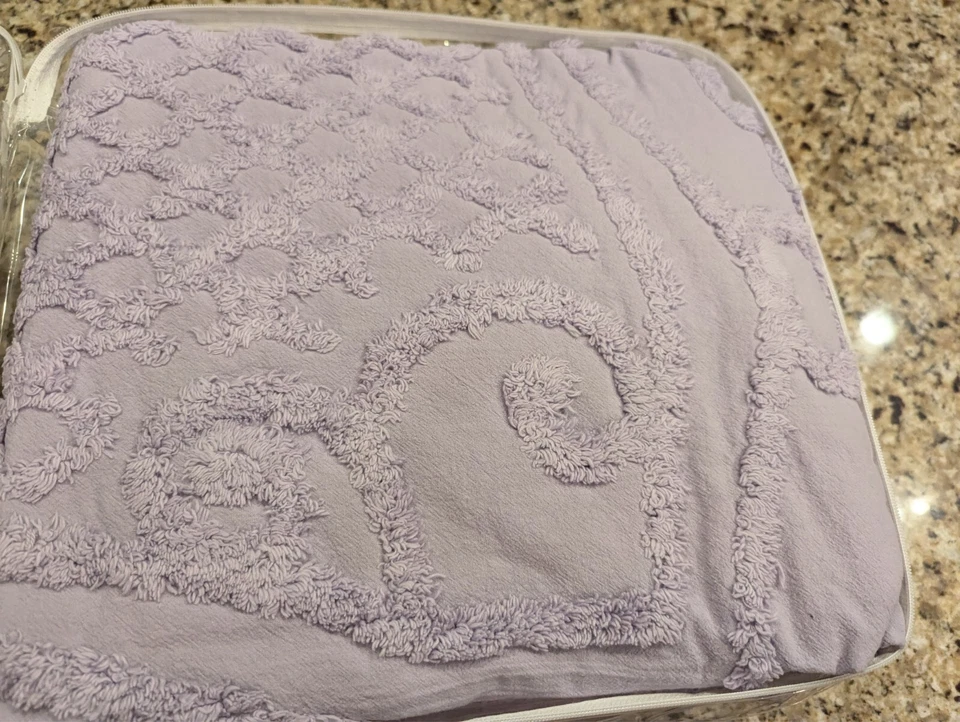 Tufted Chenille Bedspread Set Trevor Queen Lavender - Image 4 of 4